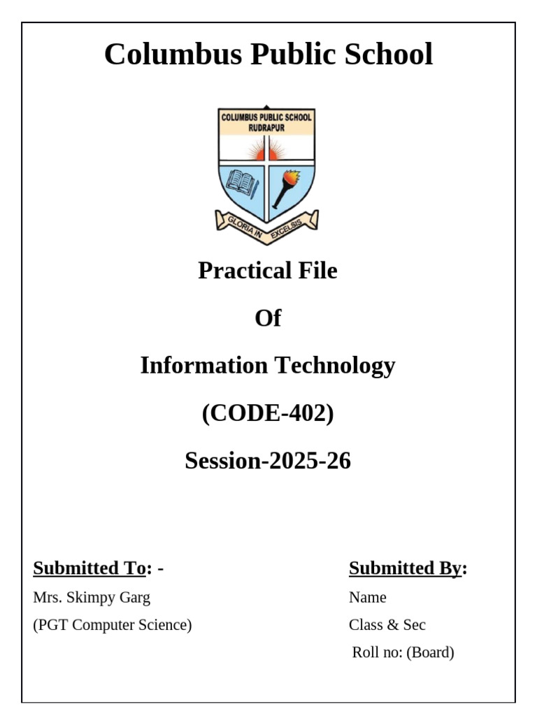 IT Practical File Initial Pages | PDF