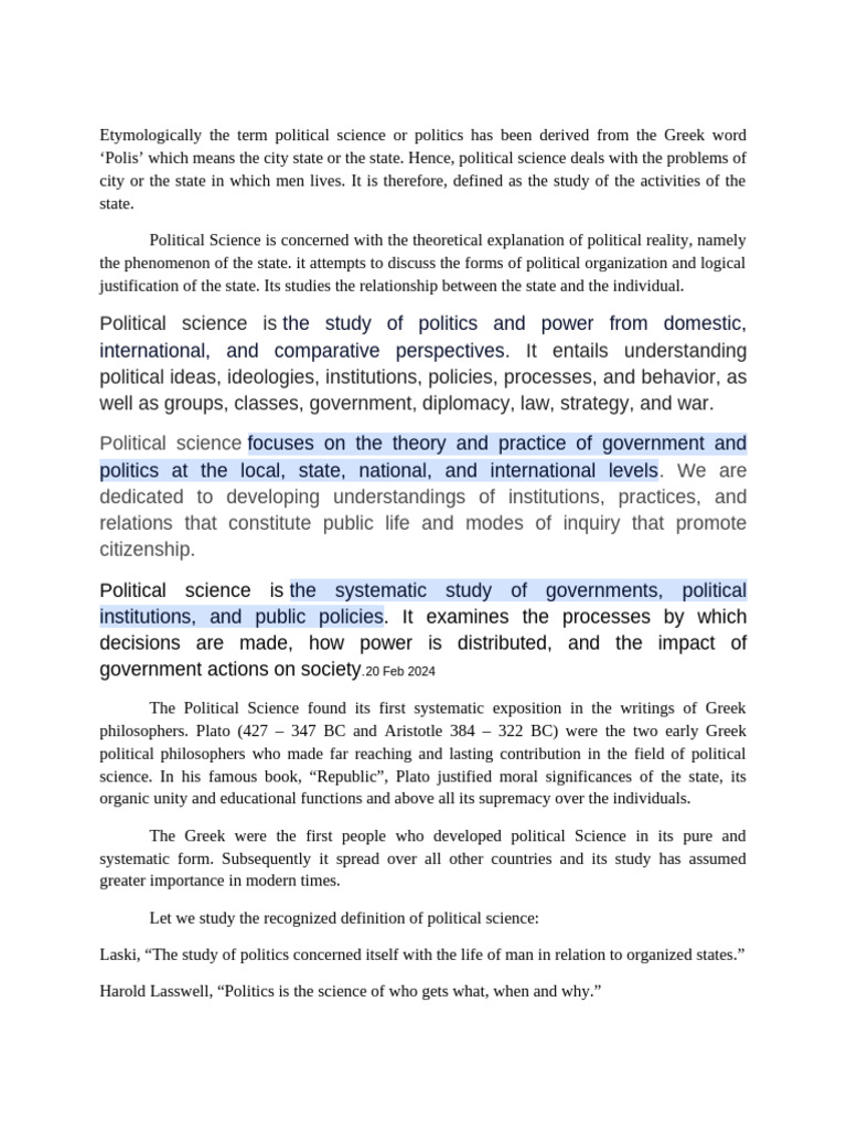 Understanding Political Science Basics | PDF | Political Philosophy ...