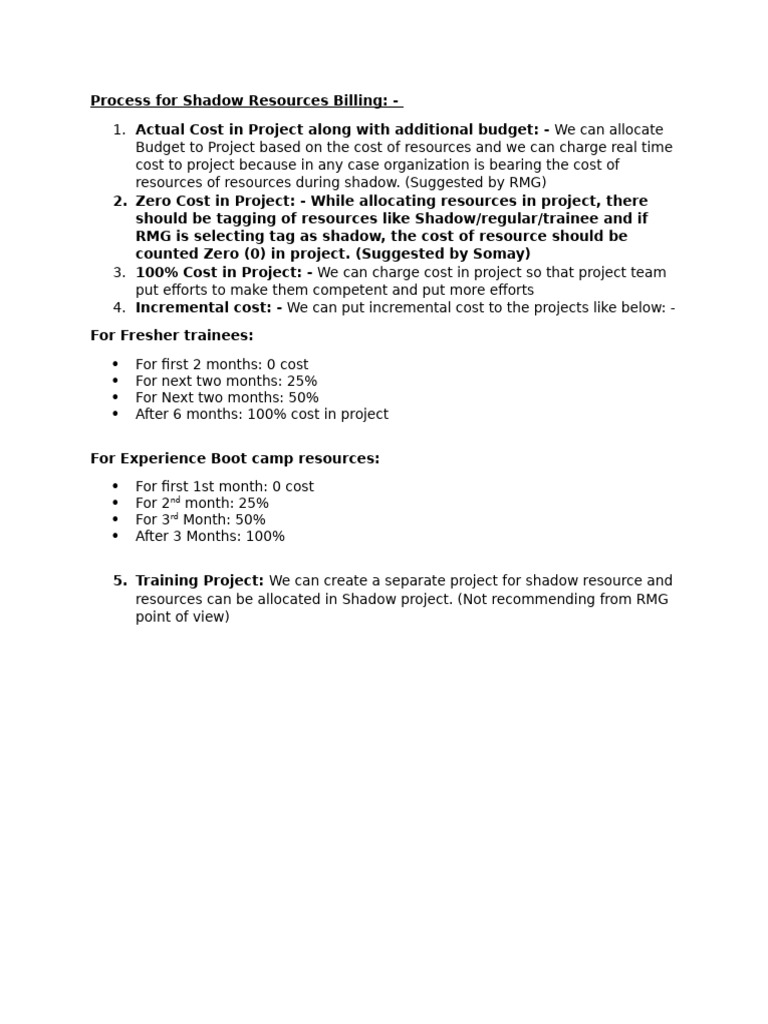 Shadow Resources Billing Process Guide | PDF
