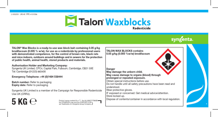 TALON® Wax Blocks Rodenticide Safety Info | PDF