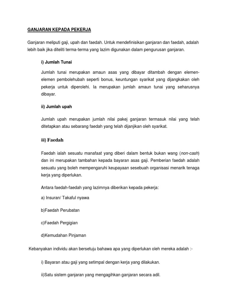 Ganjaran Kepada Pekerja Pdf