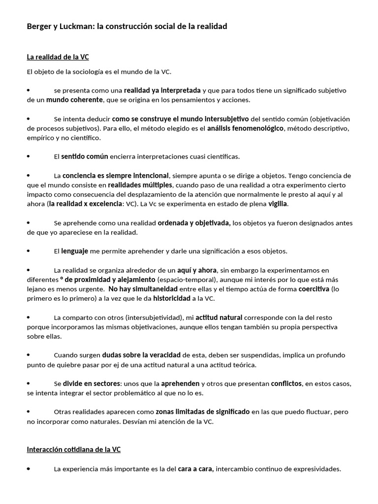 Construcción Social de la Realidad VC | PDF | Realidad | Conocimiento
