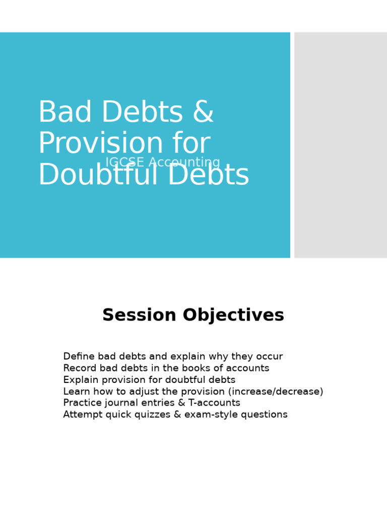 Understanding Bad Debts & Provisions | PDF | Bad Debt | Balance Sheet