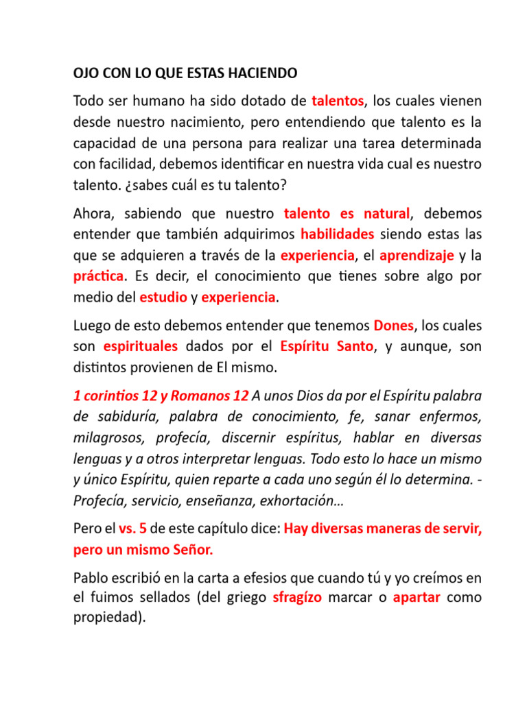Ojo Con Lo Que Estas Haciendo | PDF | Pablo el apóstol | espíritu Santo