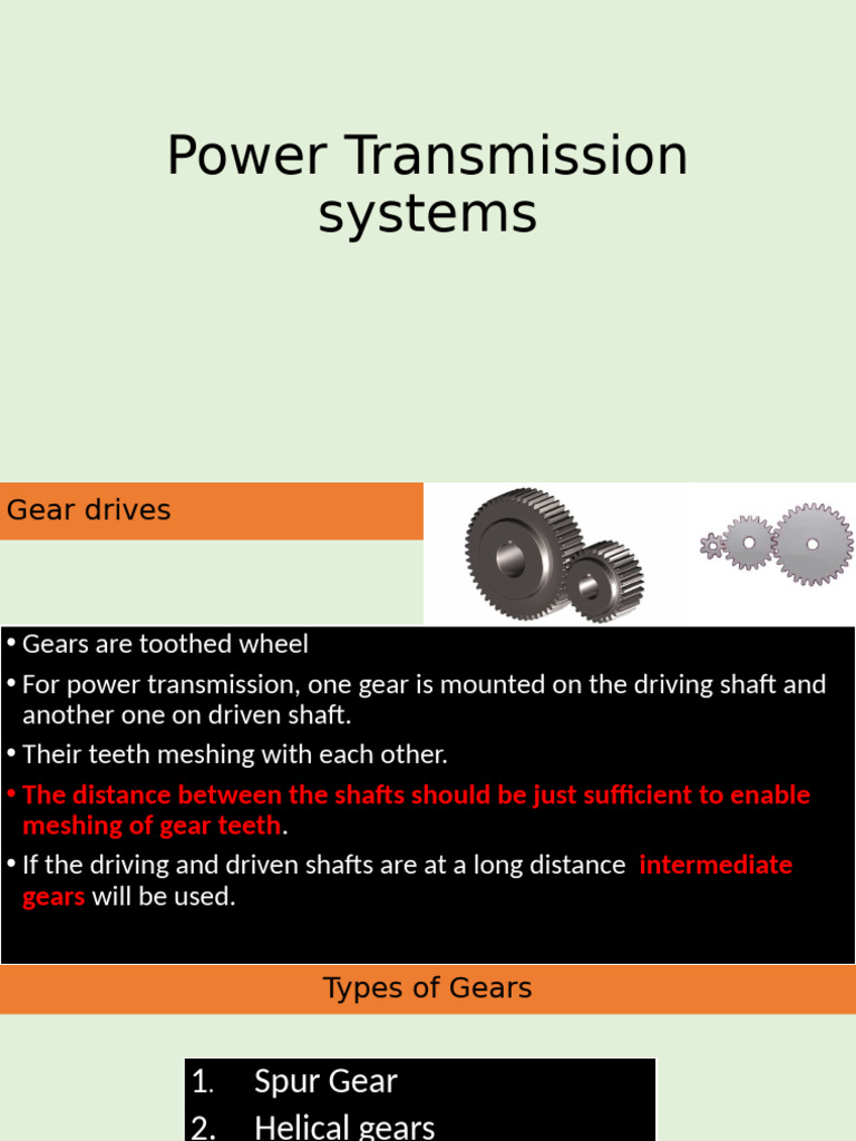 Power Transmission Gear Systems Explained | PDF