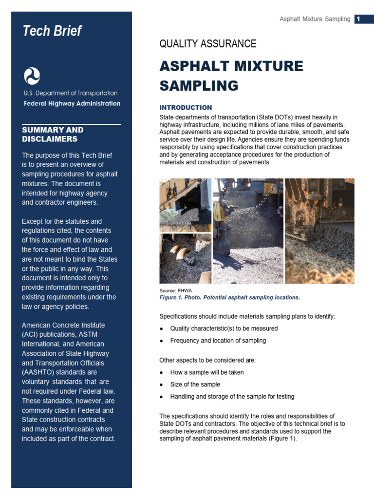 Asphalt Mixture Sampling Procedures Guide | PDF | Road Surface ...