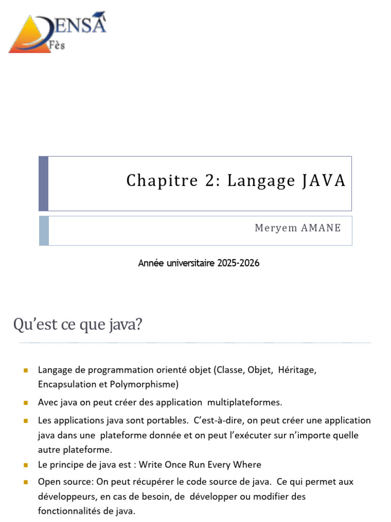 Introduction au langage Java et ses outils | PDF | Classe (informatique ...