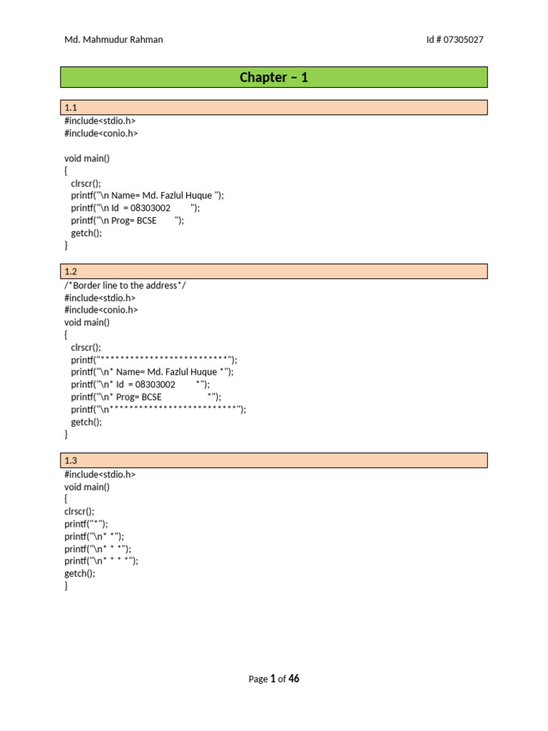 C Programming Examples and Exercises | PDF | Computer Standards ...
