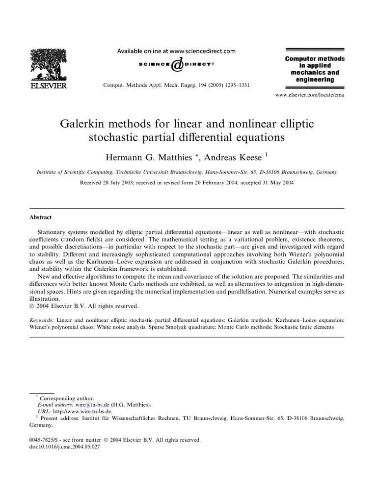 Galerkin Methods for Linear and Nonlinear Elliptic (1) | PDF ...