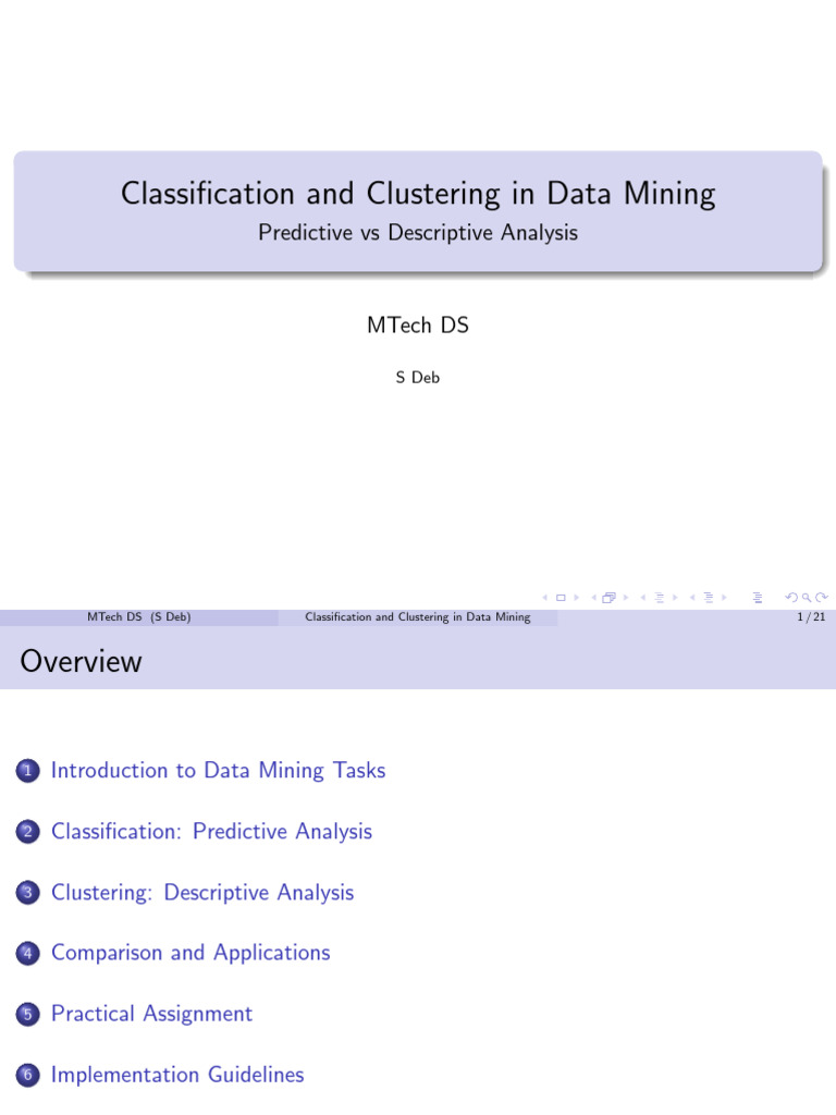 Data Mining: Classification & Clustering Techniques | PDF | Cluster ...
