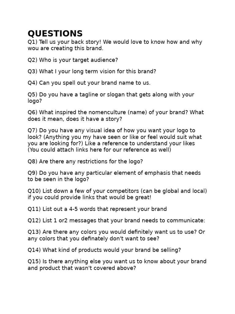 Questions | PDF