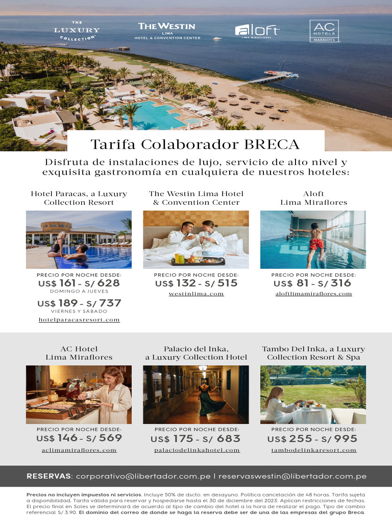 Tarifas Especiales Hoteles BRECA 2023 | PDF