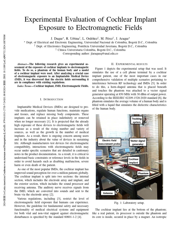 Experimental Evaluation of Cochlear Implant Exposure to Electromagnetic ...