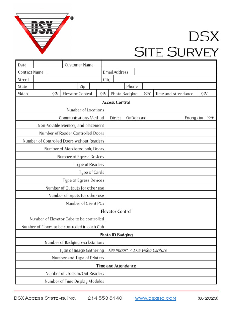 DSX Site Survey Form Template | PDF
