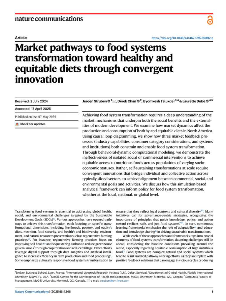 Market Pathways for Food System Transformation | PDF | Market ...