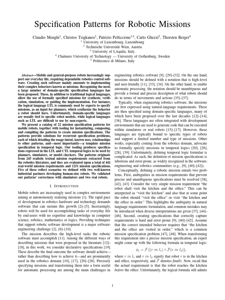 24 - Specification Patterns For Robotic Missions | PDF | Logic ...