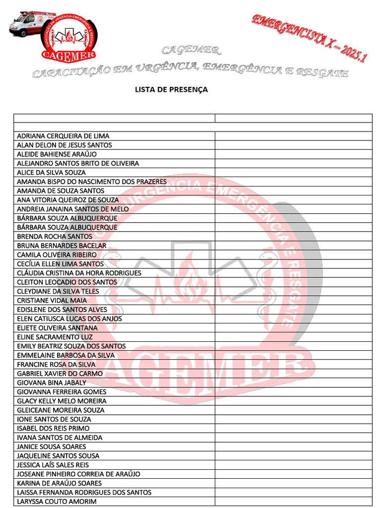 Lista de Presença Completa | PDF