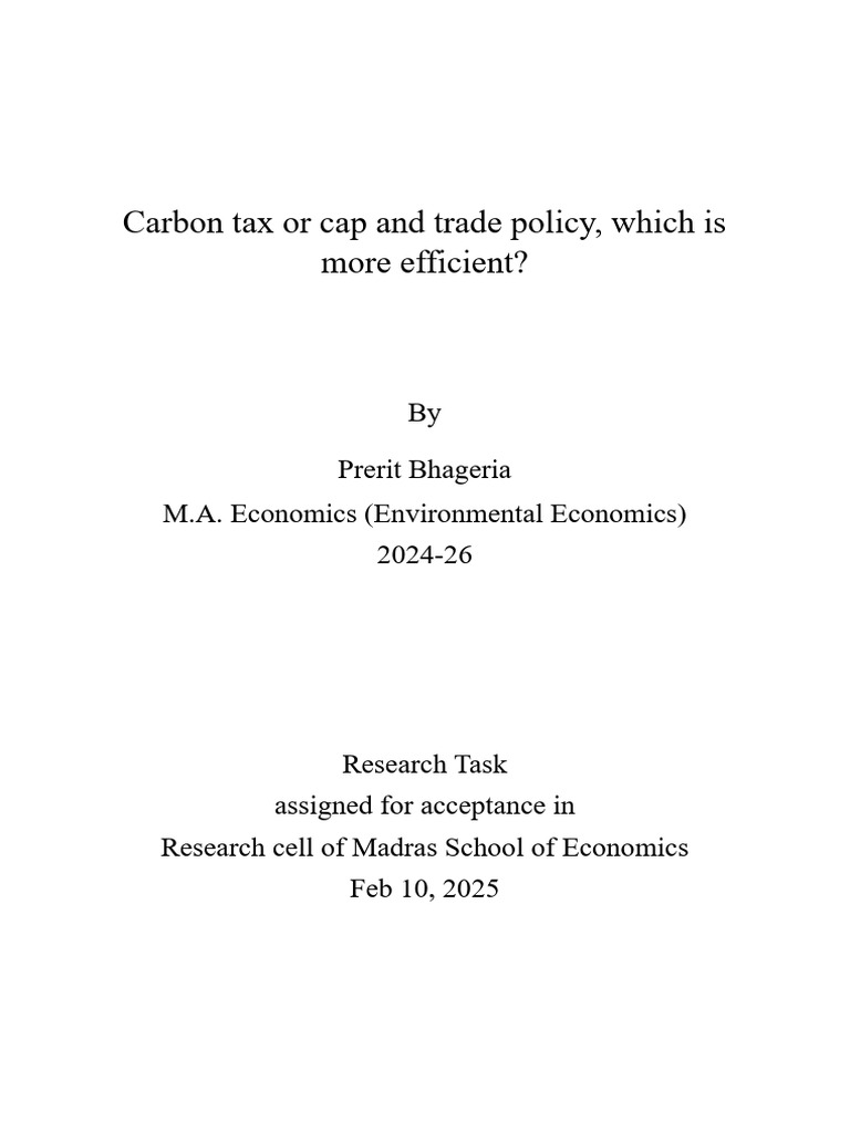Carbon Tax vs. Cap and Trade Efficiency | PDF | Emissions Trading ...