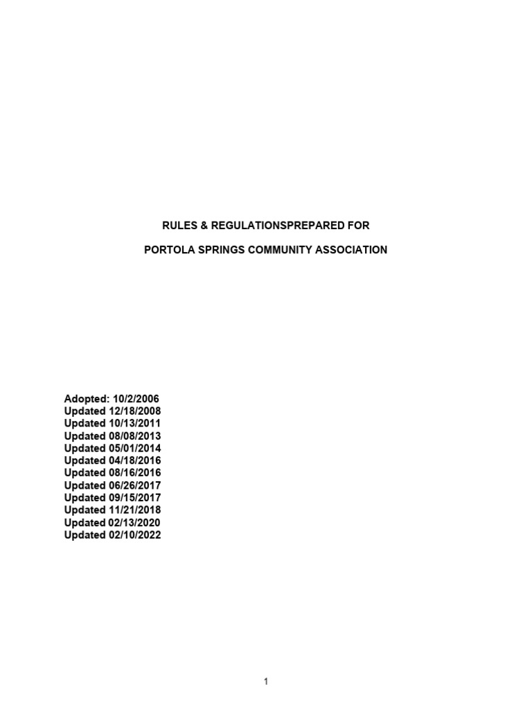 Portola Springs Community Rules Guide | PDF | Clean Water Act | Home ...
