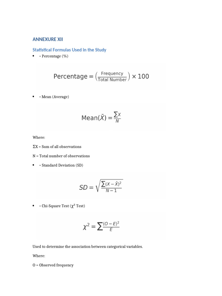 Statistical Formulas for Data Analysis | PDF