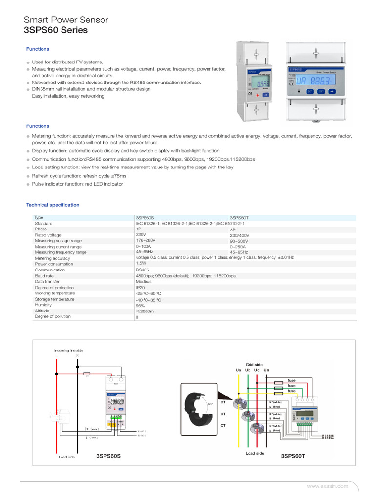 Smart Power Sensor 3SPS60 Series Overview | PDF | Mains Electricity ...