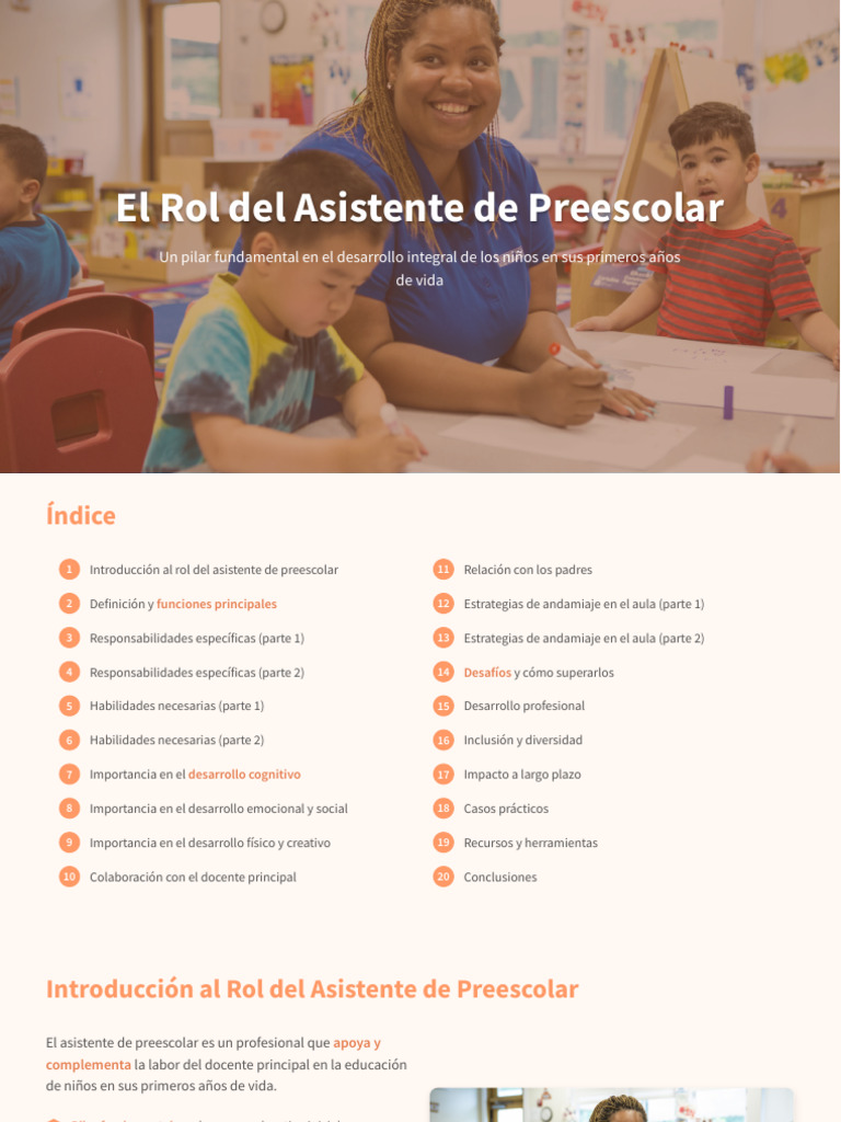 Importancia del Asistente de Preescolar | PDF | Educación de la primera ...