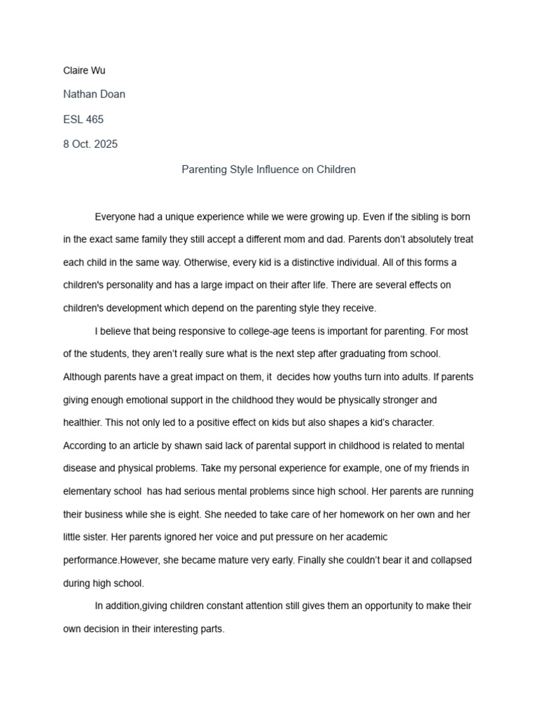 Impact of Parenting Styles on Child Development | PDF