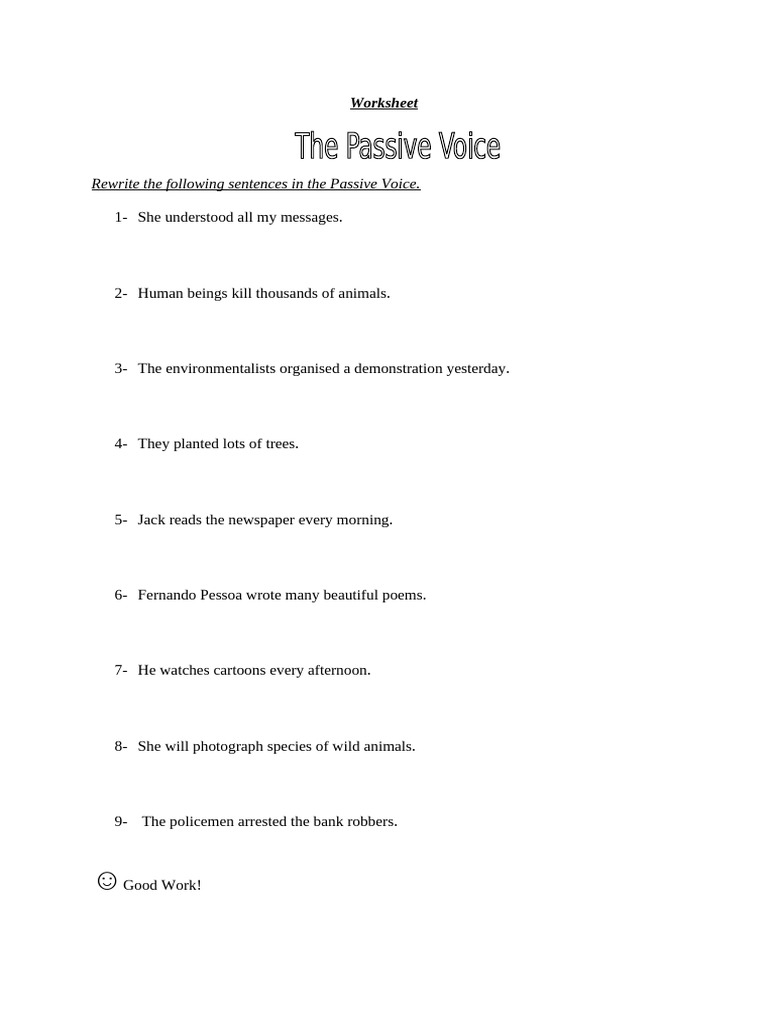 Worksheet Passive Voice | PDF