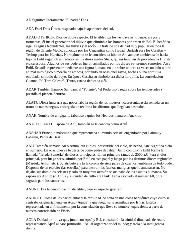 Dioses de Mesopotamia: Panteón y Roles | PDF | Mitología comparada ...