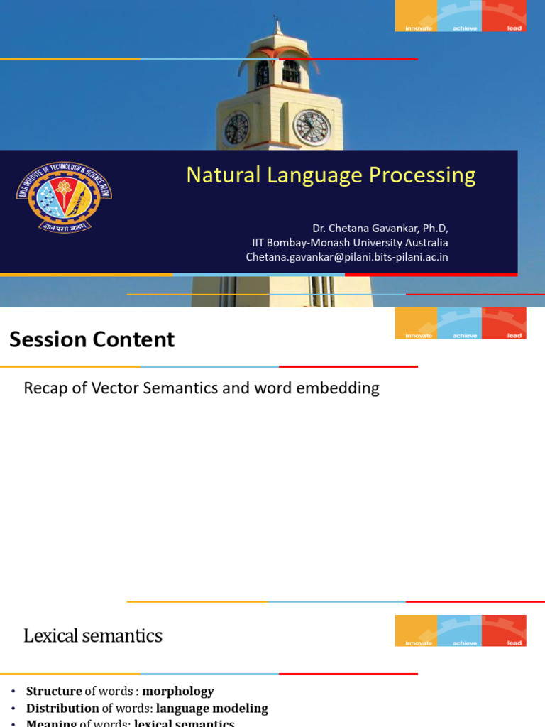 NLP Midsem Recap Vector Semantics and Word Embedding - Dr. Chetana ...