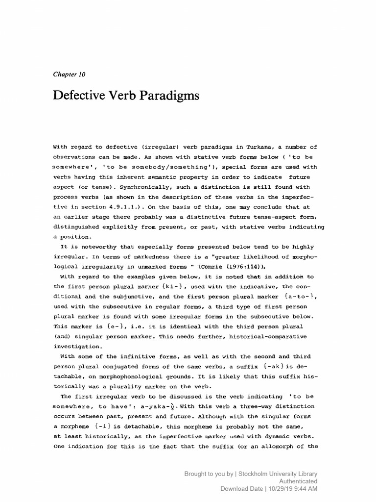 Defective Verb Paradigms - Libgen - Li | PDF | Grammatical Tense ...