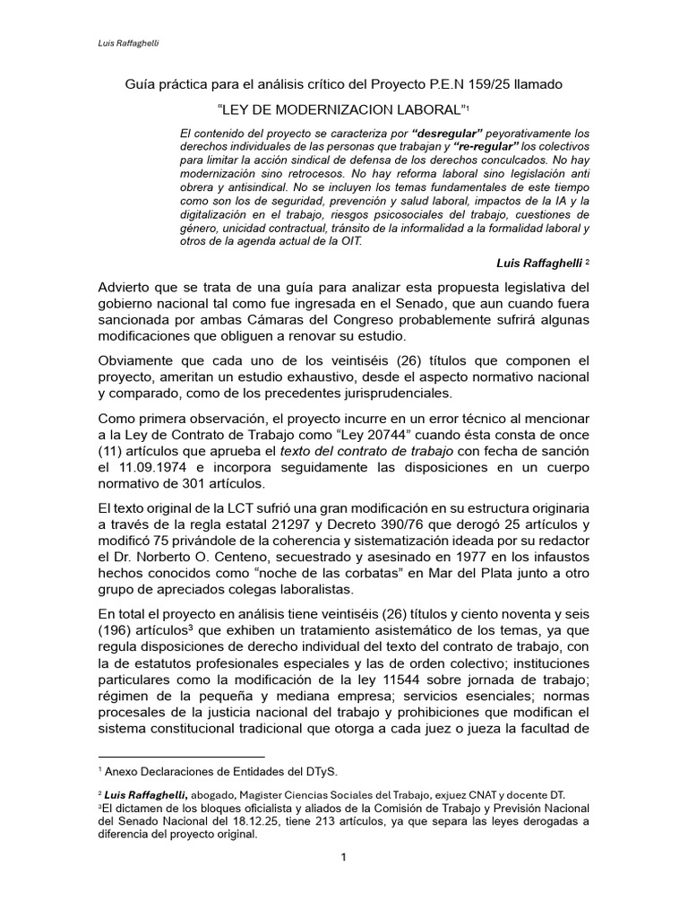 Análisis crítico de la Ley de Modernización Laboral | PDF | Derecho ...