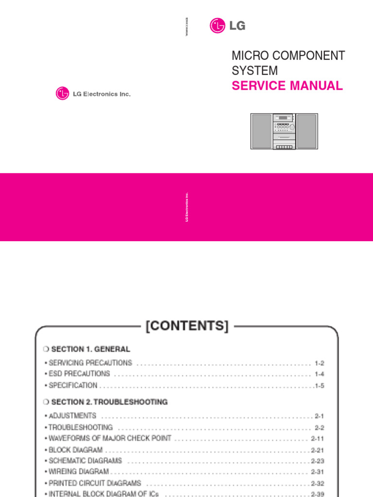 Micro Component System Service Manual | PDF | Electrostatic Discharge ...