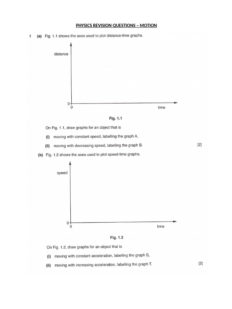 Physics Revision Questions Motion 2022 | PDF