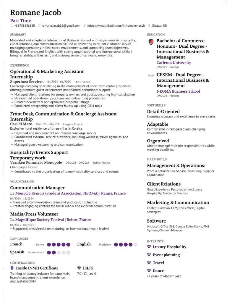 Romane Jacob - Resume | PDF