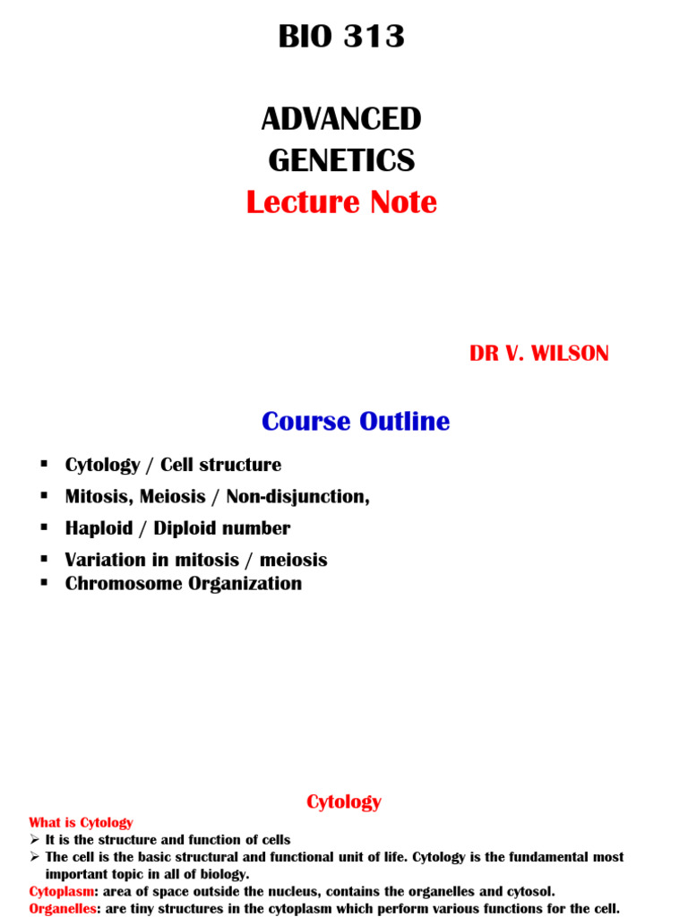 Advanced Genetics Lecture Notes | PDF | Meiosis | Mitosis