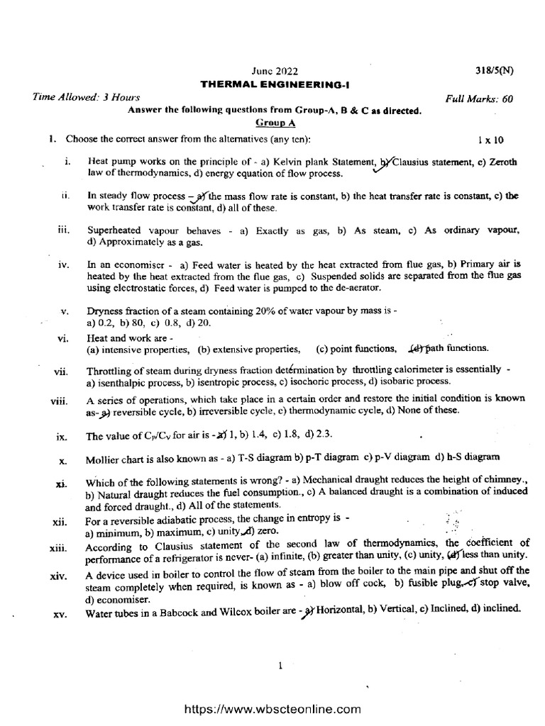 Me 3 Sem Thermal Engineering 1 318 5 n Jun 2022 | PDF