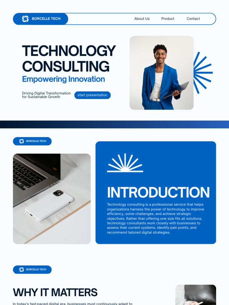 Blue and White Modern Technology Consulting Presentation | PDF ...