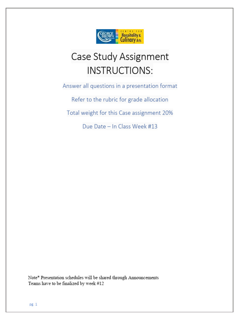 Case Study Presentation Instructions | PDF | Menu | Inventory