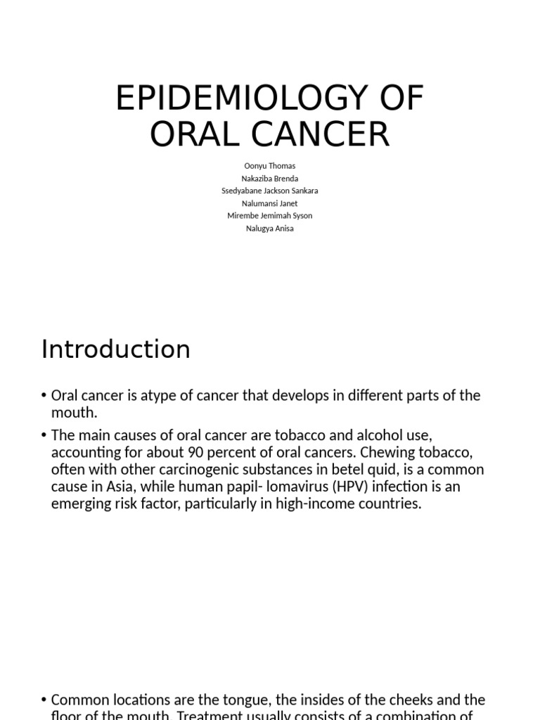 Oral Cancer Epidemiology and Risks | PDF | Cancer | Head And Neck Cancer