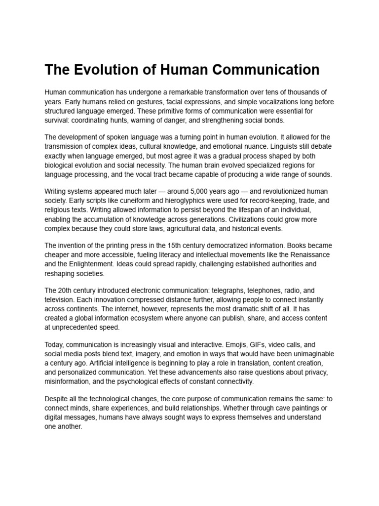 The History of Human Communication | PDF | Communication | Information