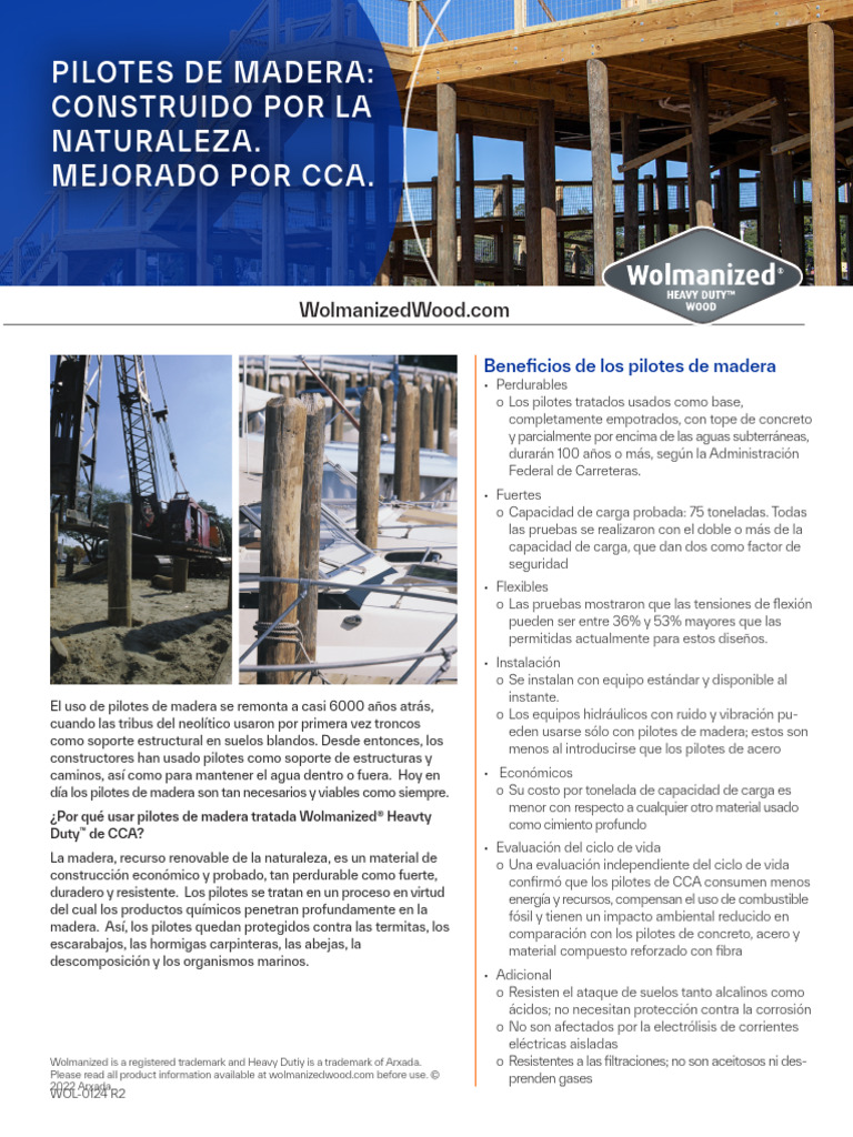 CCA Piling Sheet Spanish_2022 | PDF | Madera