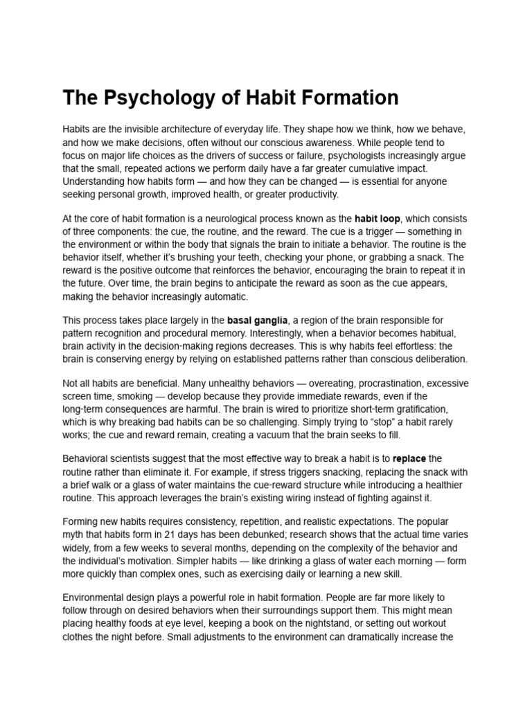 Understanding Habit Formation Psychology | PDF | Habits | Cognition
