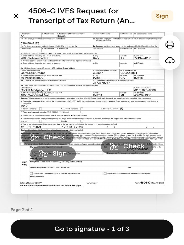 4506-C IVES Tax Return Request Form | PDF