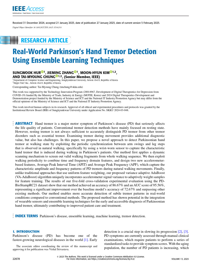 Parkinson's Hand Tremor Detection via Ensemble Learning | PDF ...