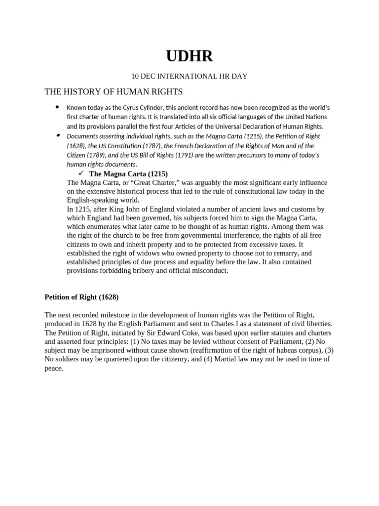 History of Human Rights Milestones | PDF | Human Rights | United States ...