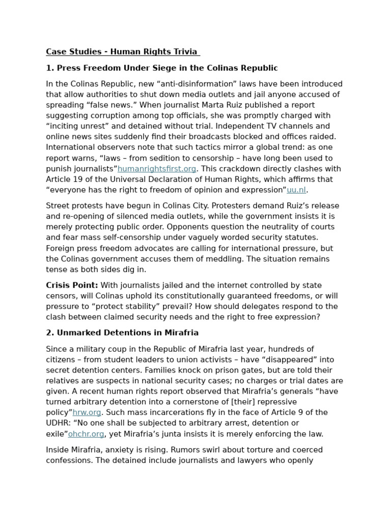 Human Rights Crisis Case Studies | PDF | Gaza Strip | Justice