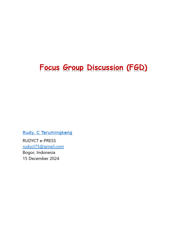 Metode Focus Group Discussion (FGD) | PDF