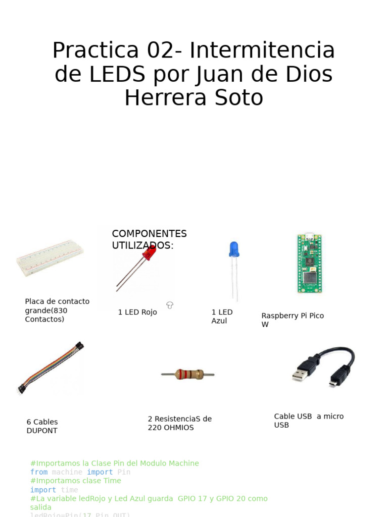 Intermitencia de LEDs con Raspberry Pi Pico | PDF