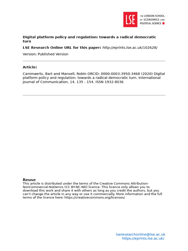 Digital Platform Policy for Democracy | PDF | Policy | Privacy